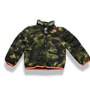 Nike Youth NSW Puffer Jacket Army Camouflage/Orange 76G459-A38 size 2T New